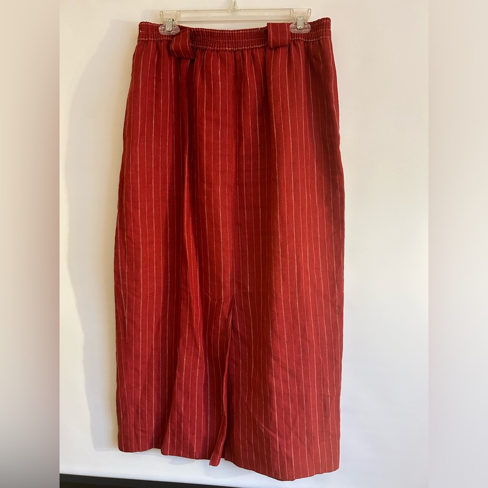 THE J.PETERMAN COMPANY LEXINGTON KY 100% LINEN RUST PINSTRIPE WOMEN’S SKIRT 12